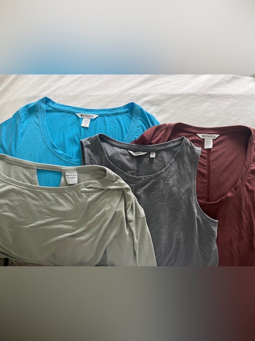 Athleta Top Set - Sage, Teal, Grey, Burgundy